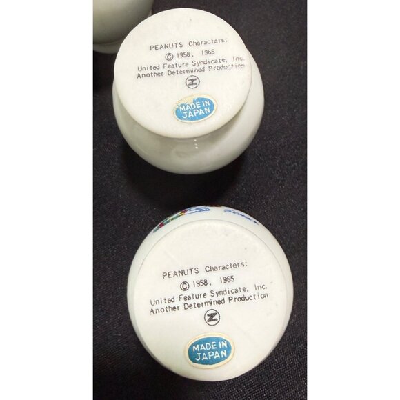 Vintage 5x Peanuts Hawaiian Snoopy & Woodstock w/ Leis Mini Bud 2" Vases - Japan - Picture 6 of 7